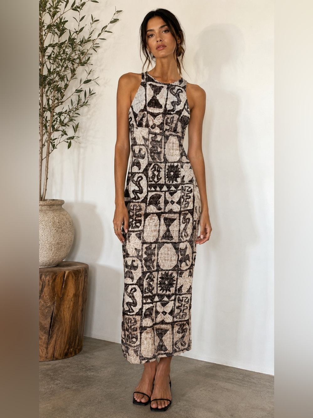 OOAK Handmade Tribal Print Maxi Dress S